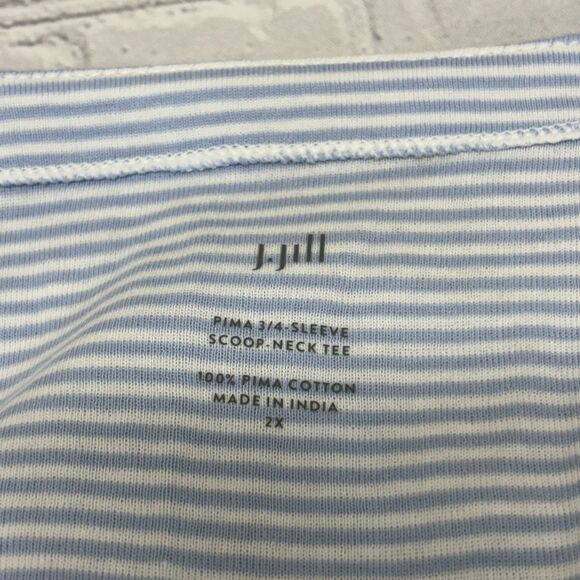 J. Jill 3/4 Sleeve Scoop Neck Tee T-Shirt Top 2X Stripes Pima Cotton C026 -30 - Picture 6 of 15